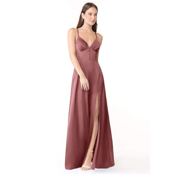 ✨AZAZIE MINA STRETCH SATIN LiGHT PINK DRESS✨ - Picture 1 of 10